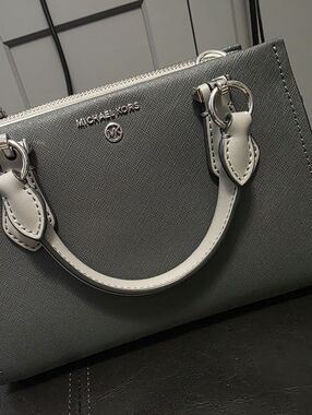 Never Used. Michael Kors Gray Saffiano Leather Satchel